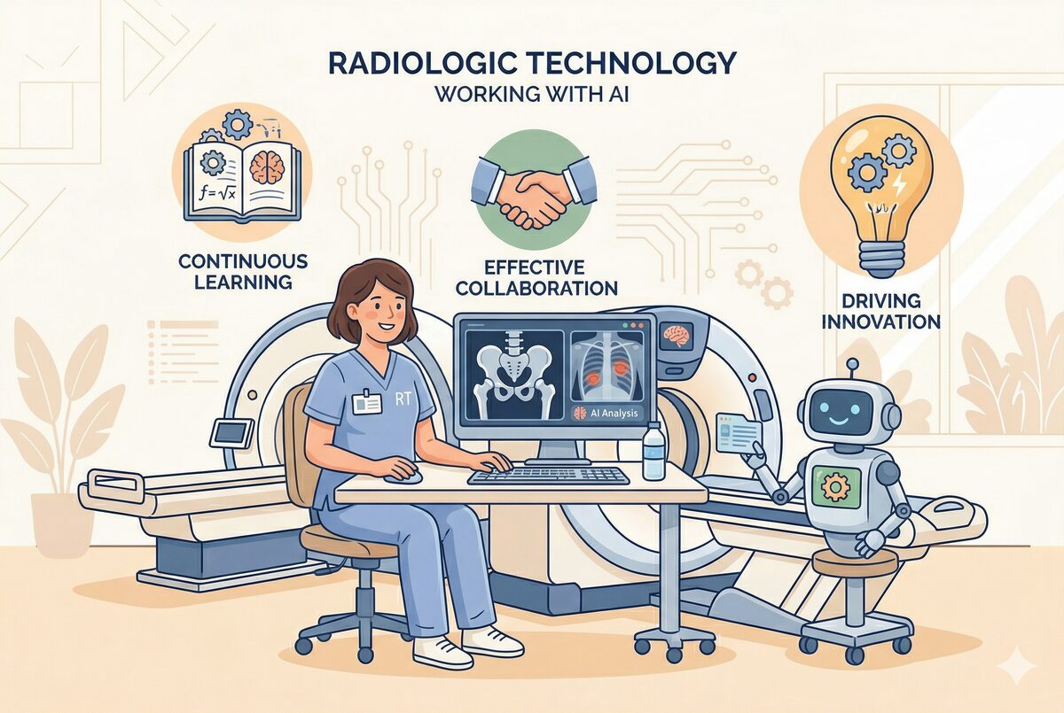 放射線技師とAIの共存イメージイラスト