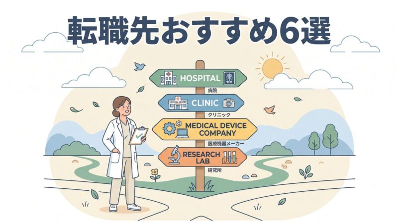 放射線技師のおすすめ転職先を解説するイラスト