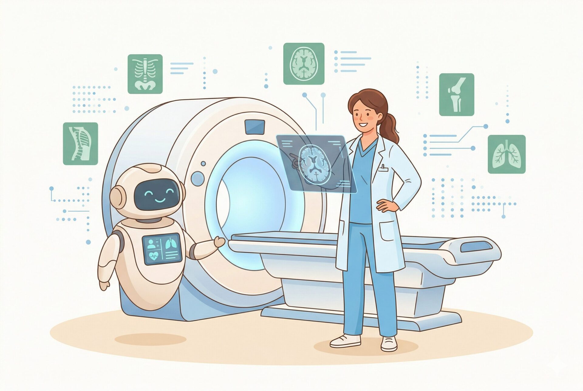放射線技師の将来性とAI技術のイラスト