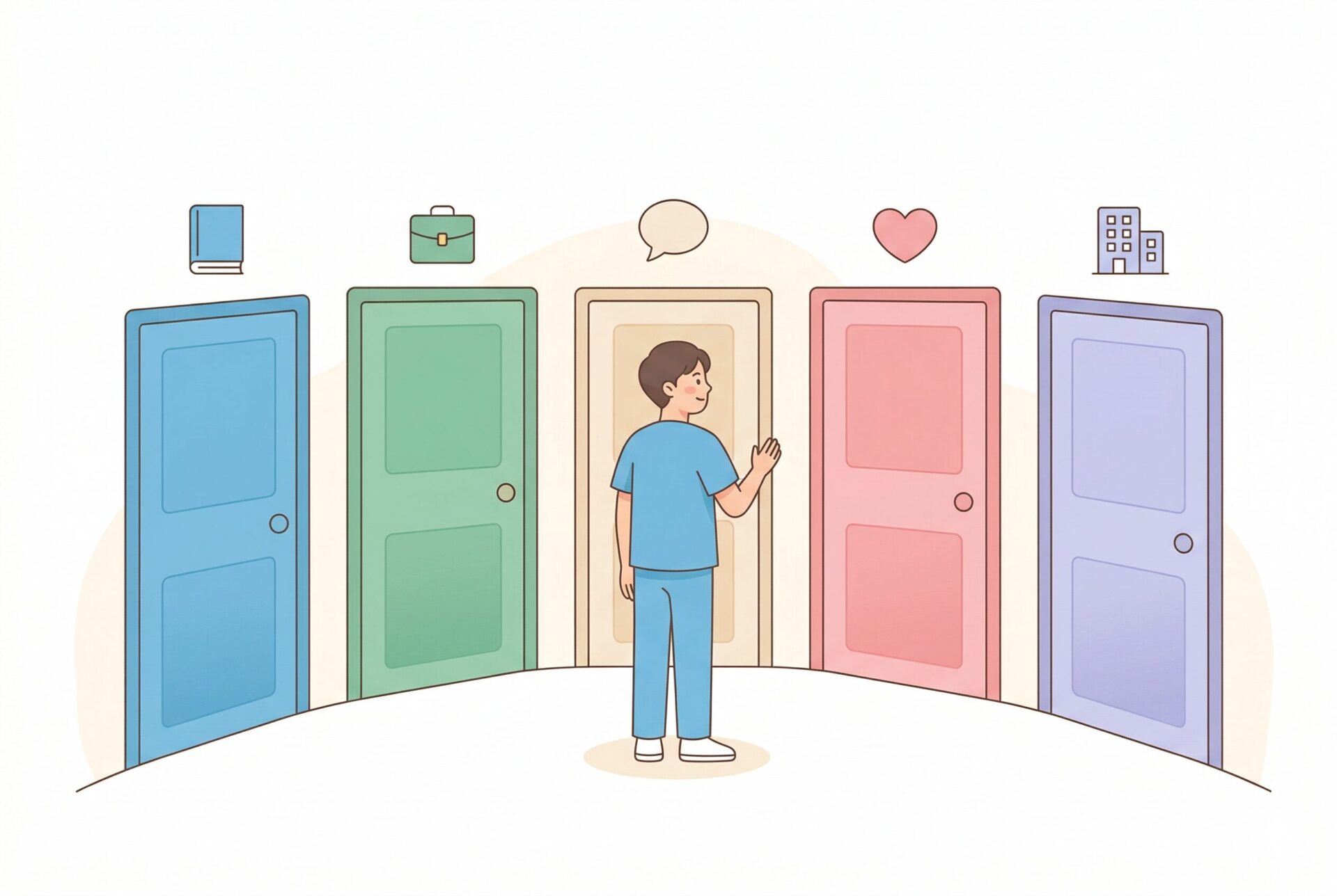 放射線技師がつらい時の5つの選択肢のイラスト