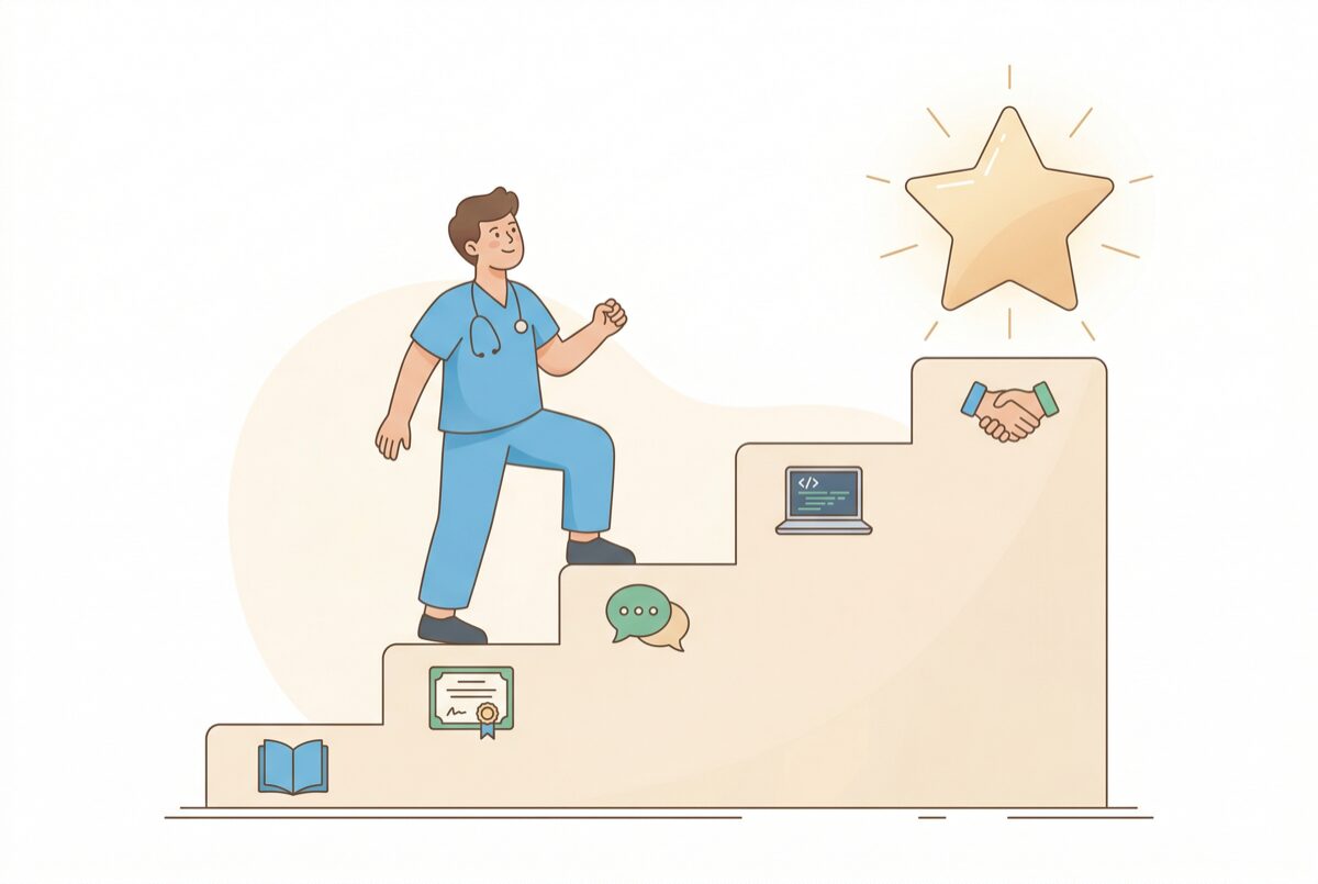 AI時代に選ばれる放射線技師になるための行動イラスト