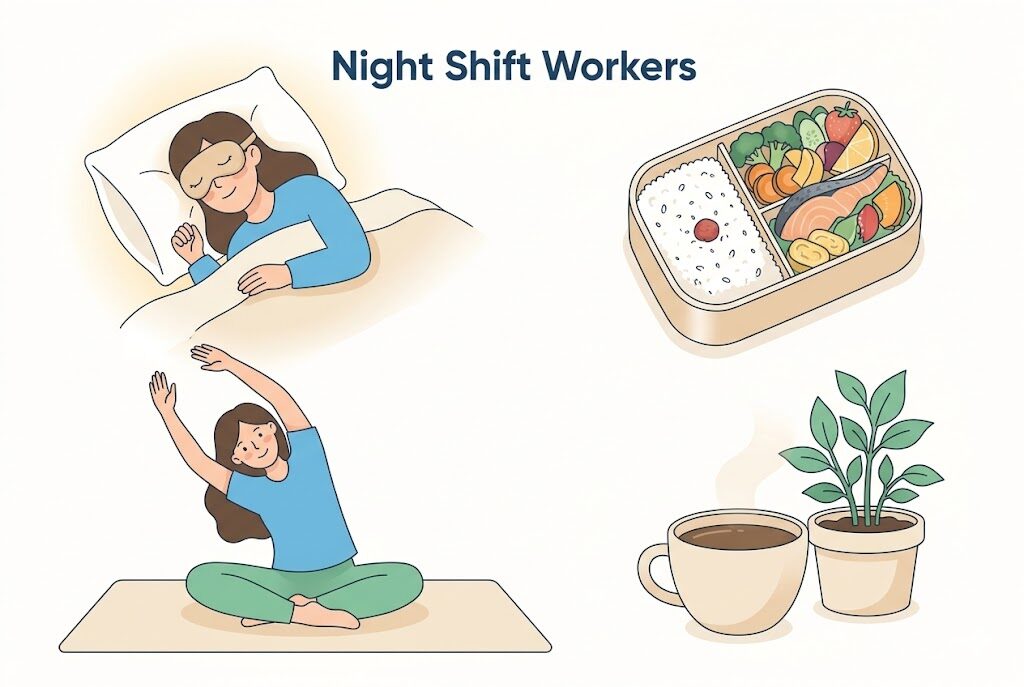 当直の疲れを乗り越える対処法のイラスト