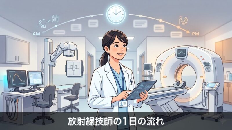 放射線技師の1日の流れを解説するイメージ