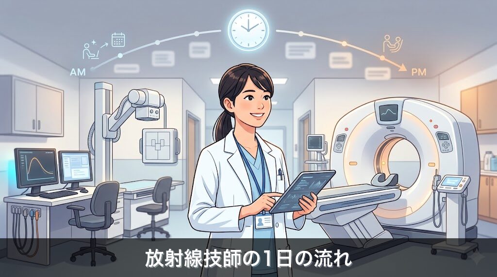 放射線技師の1日の流れを解説するイメージ