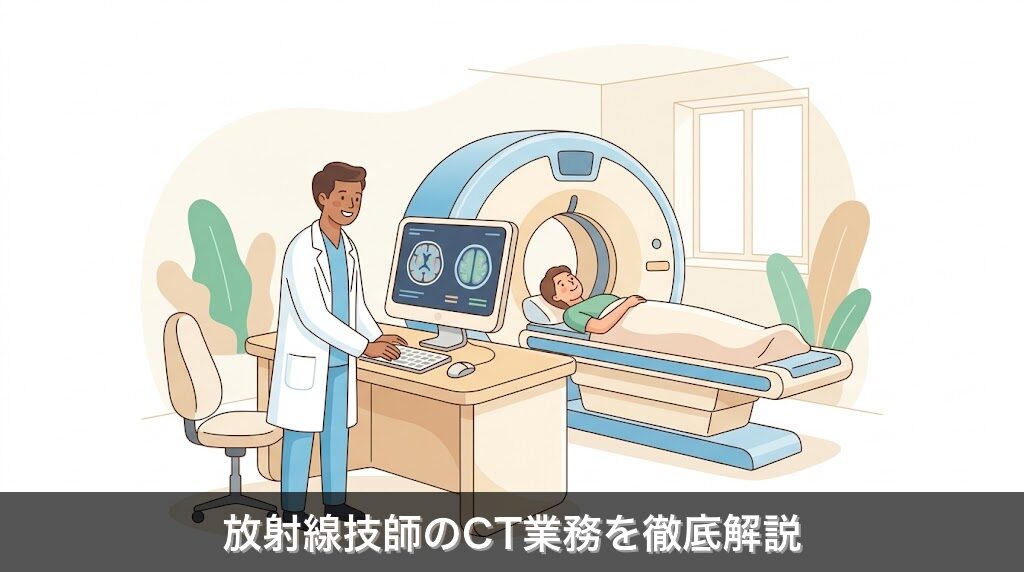 CT装置を操作する放射線技師のイラスト
