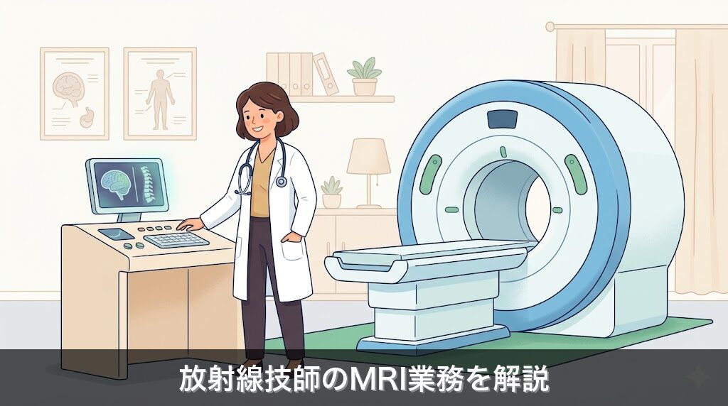 MRI装置を操作する放射線技師のイラスト