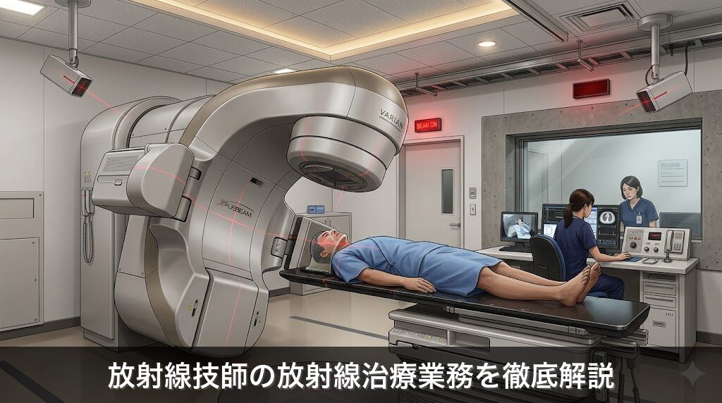 リニアック(直線加速器)がある放射線治療室で業務にあたる放射線技師