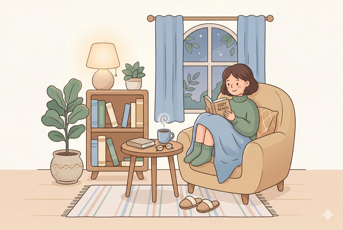 本を読んでいるリラックスした読書シーン