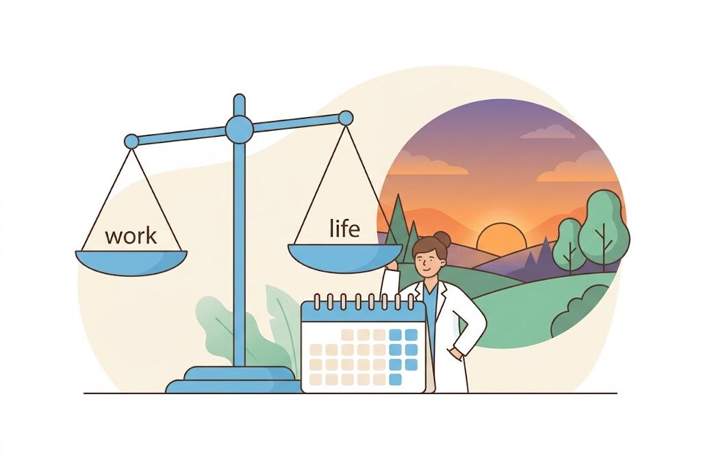 健診センター勤務のメリットを表すイラスト