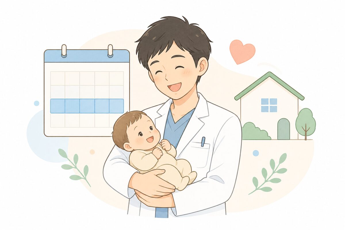 男性技師のパパ育休イメージ