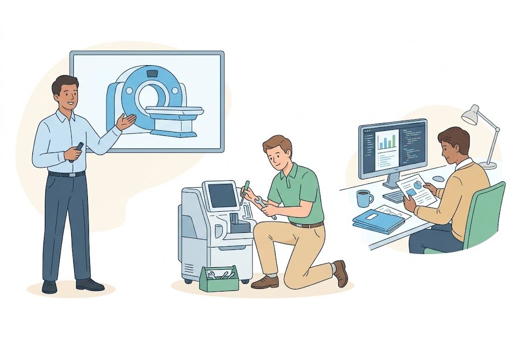 医療機器メーカーで技師が就ける職種のイラスト