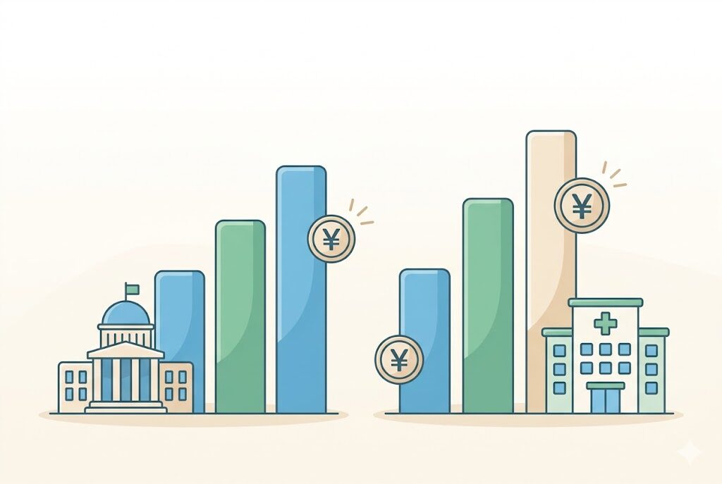 公務員と民間の放射線技師の年収比較