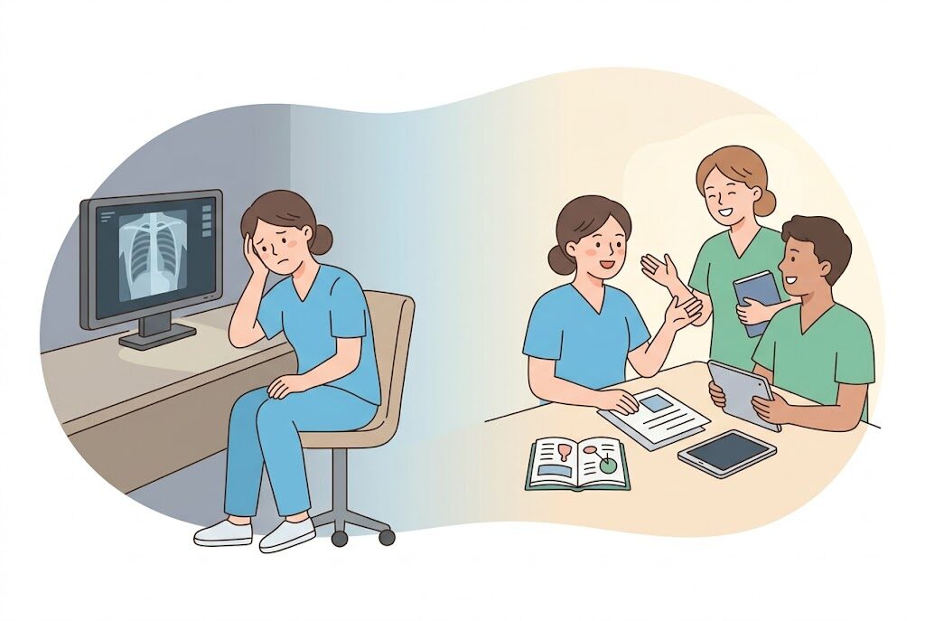 放射線技師がやりがいを感じにくい時期のイラスト