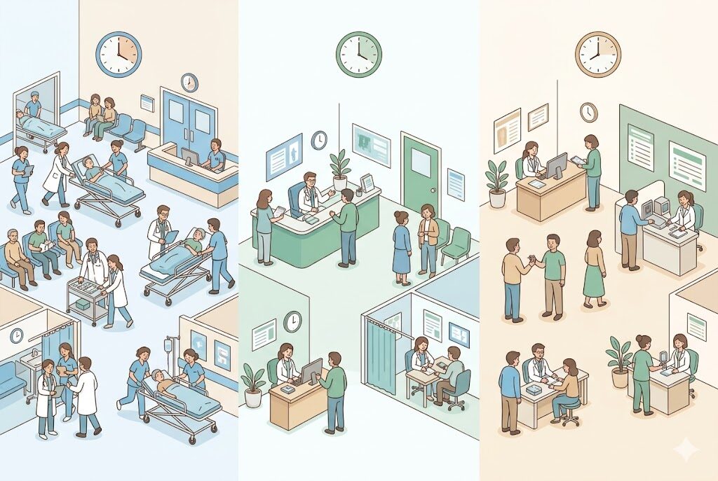 勤務先別の残業時間比較イメージ