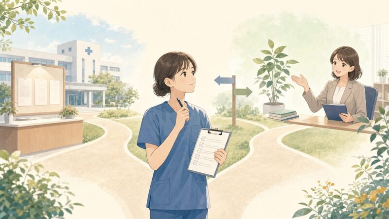 放射線技師が直接応募とエージェント経由を比較するイメージ