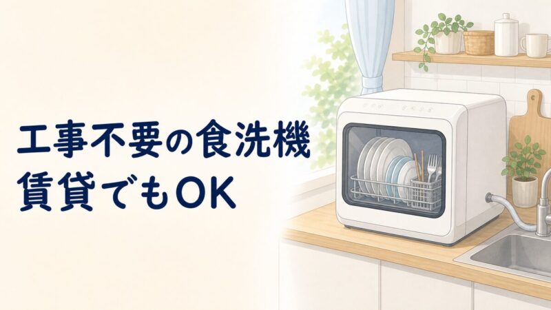 工事不要の食洗機を賃貸で使うイラスト