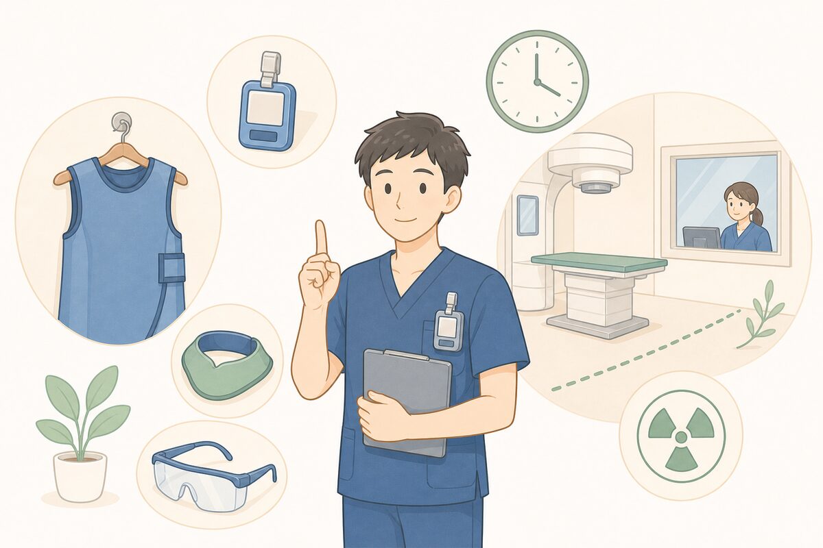 放射線技師の被ばく対策グッズのイラスト
