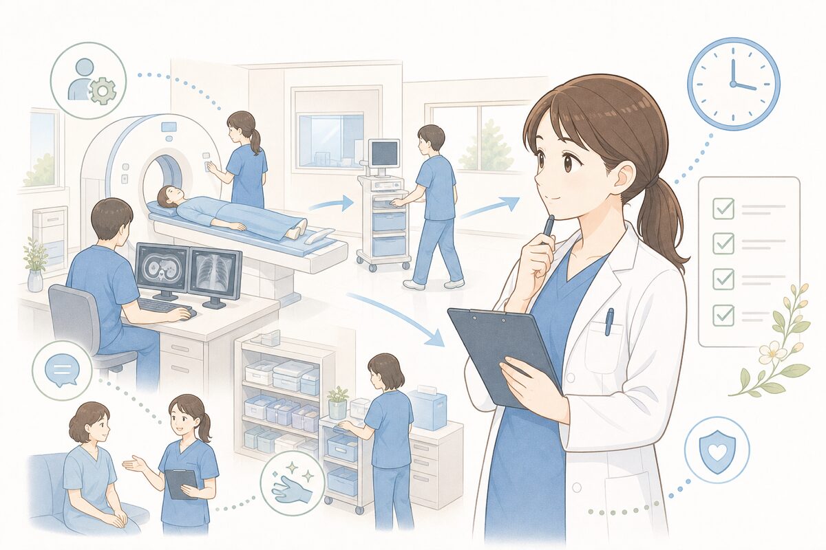 職場見学で働く人の動きを確認するイメージ